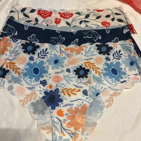 Morvia 3pk Floral Blue Colors High Leg Woman’s panties XXL Lingerie Seamless - Picture 1 of 10